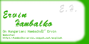 ervin hambalko business card